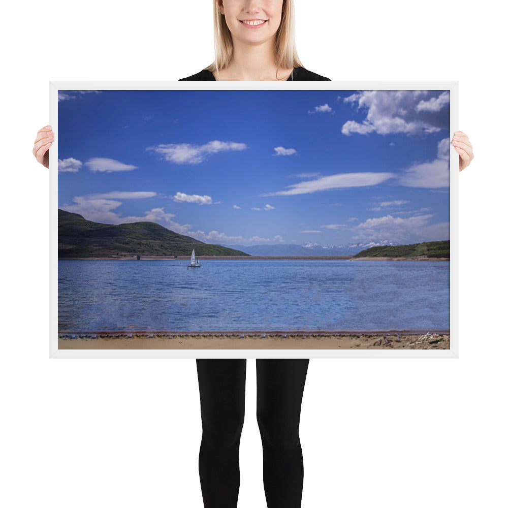 24x36in-Framed photo paper poster luster- Reservoir Boat
